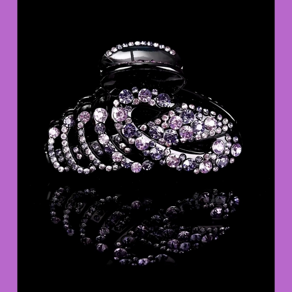 NEW Women's Bedazzled Blinged Out Sparkly Purple Tones Hair Clip